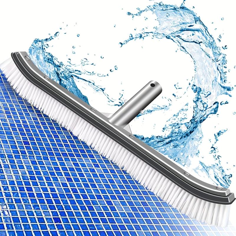 1pc Pool Wall & Tile Brush Aluminum Back Cleaning Brush Head Nylon Bristles