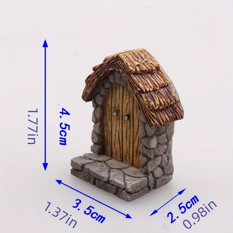 Wooden Door Statue for DIY Dollhouse Fairy Garden Bonsai
