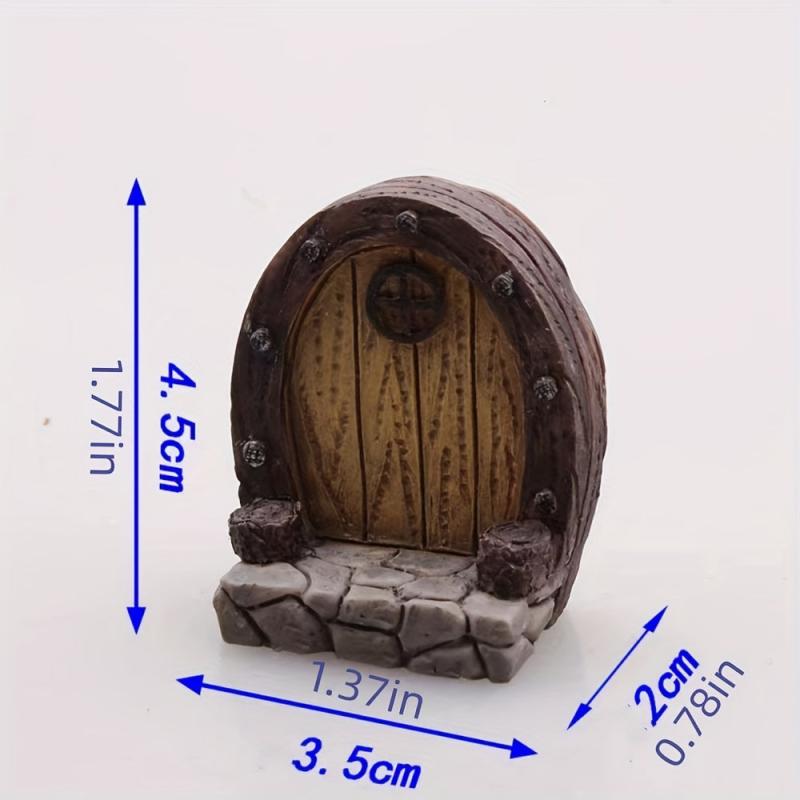 Wooden Door Statue for DIY Dollhouse Fairy Garden Bonsai