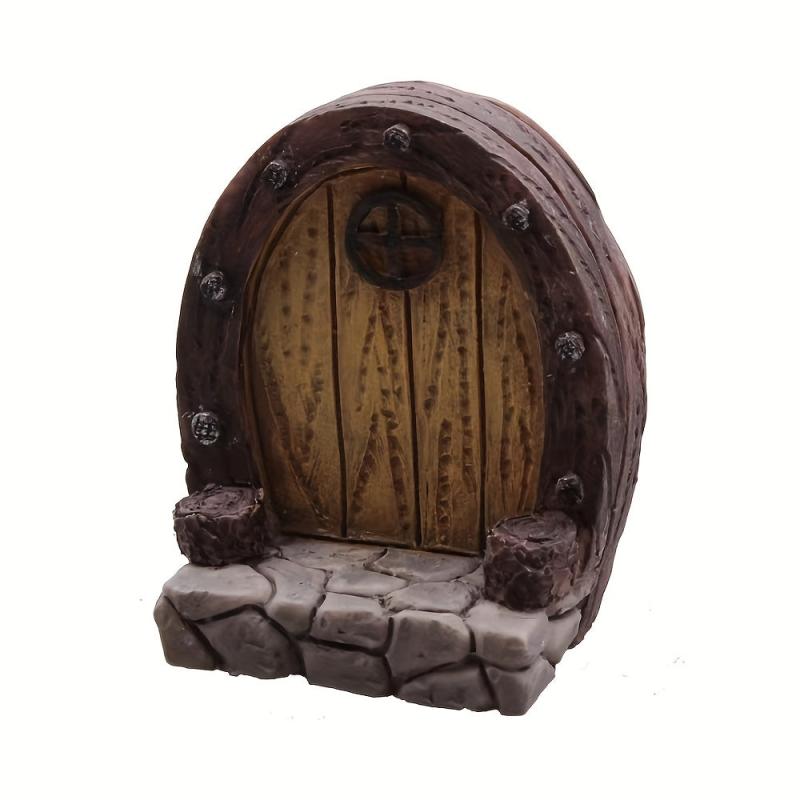 Wooden Door Statue for DIY Dollhouse Fairy Garden Bonsai