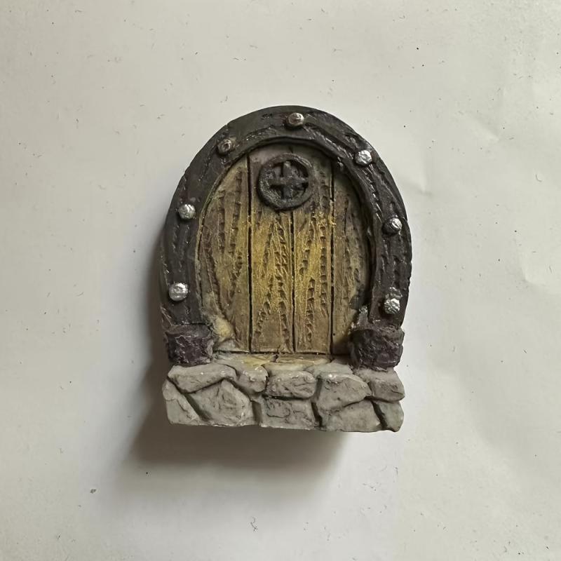 Wooden Door Statue for DIY Dollhouse Fairy Garden Bonsai