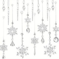 16pcs Christmas Snowflake Decorations Set Acrylic Icicle Ornaments