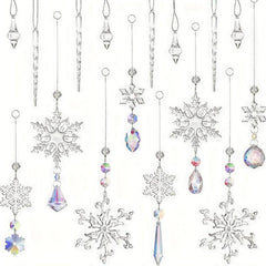 16pcs Christmas Snowflake Decorations Set Acrylic Icicle Ornaments
