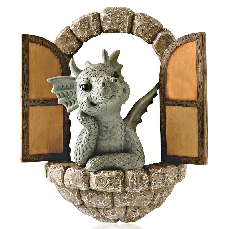 Resin Dragon Wall Decoration for Patio or Window, Meditation