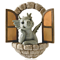 Resin Dragon Wall Decoration for Patio or Window, Meditation