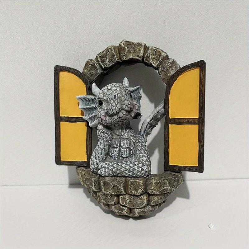 Resin Dragon Wall Decoration for Patio or Window, Meditation