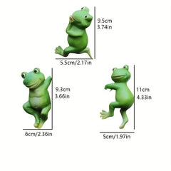 3pcs Hanging Frog Figurines Set for Lawn or House Decor