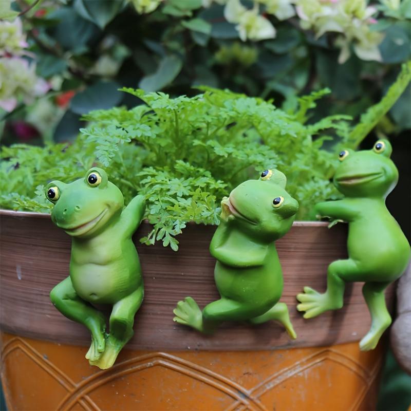 3pcs Hanging Frog Figurines Set for Lawn or House Decor