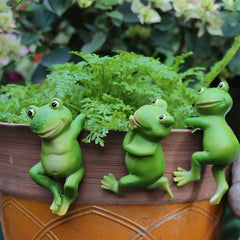 3pcs Hanging Frog Figurines Set for Lawn or House Decor