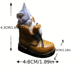 Resin Small Sleeping Kitten Figurine for Fairy Garden
