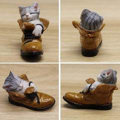 Resin Small Sleeping Kitten Figurine for Fairy Garden