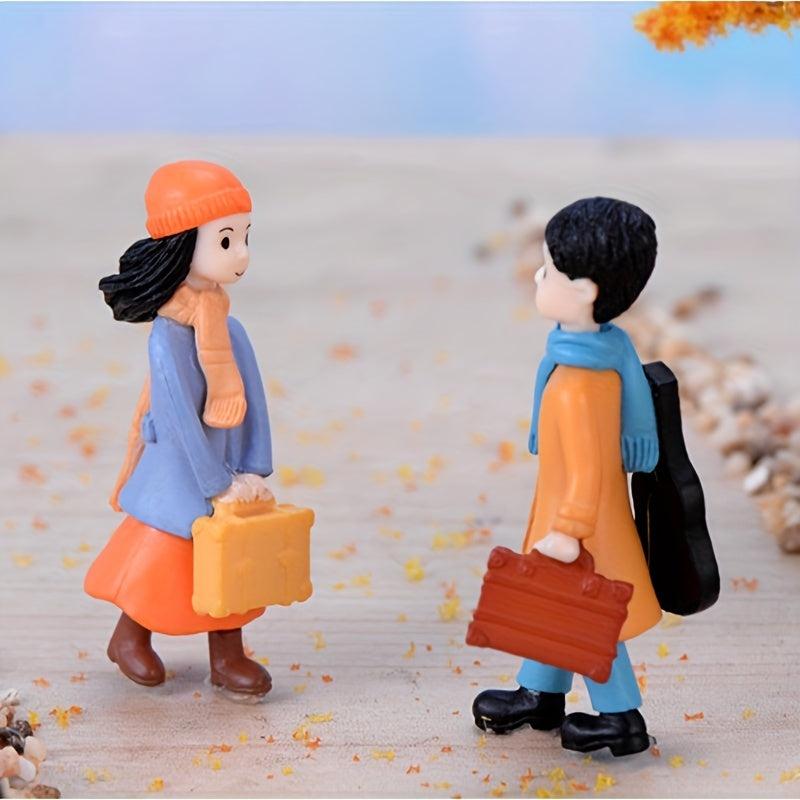 2pcs Travel Couple DollHouse Fairy Garden DIY Decorations