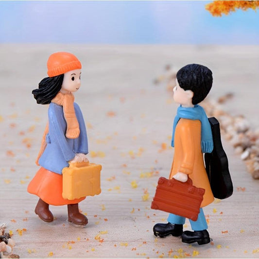 2pcs Travel Couple DollHouse Fairy Garden DIY Decorations