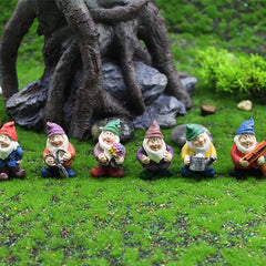 Mini Gnome Garden Set 7pcs Resin Fairy Garden Accessories
