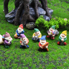 Mini Gnome Garden Set 7pcs Resin Fairy Garden Accessories