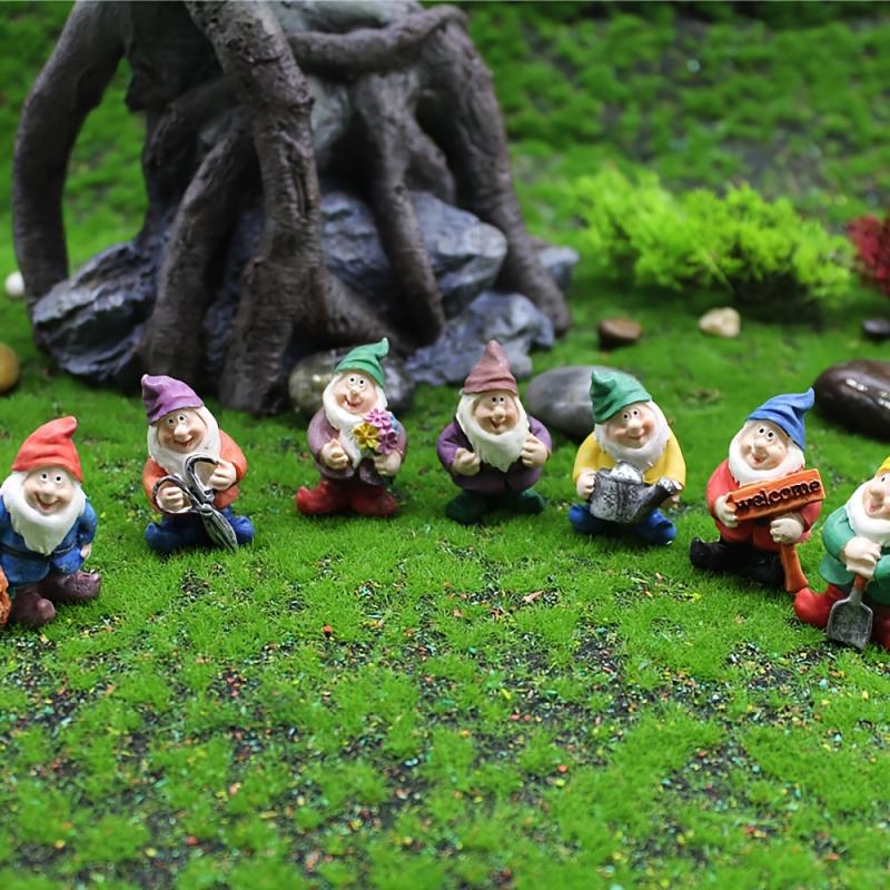 Mini Gnome Garden Set 7pcs Resin Fairy Garden Accessories