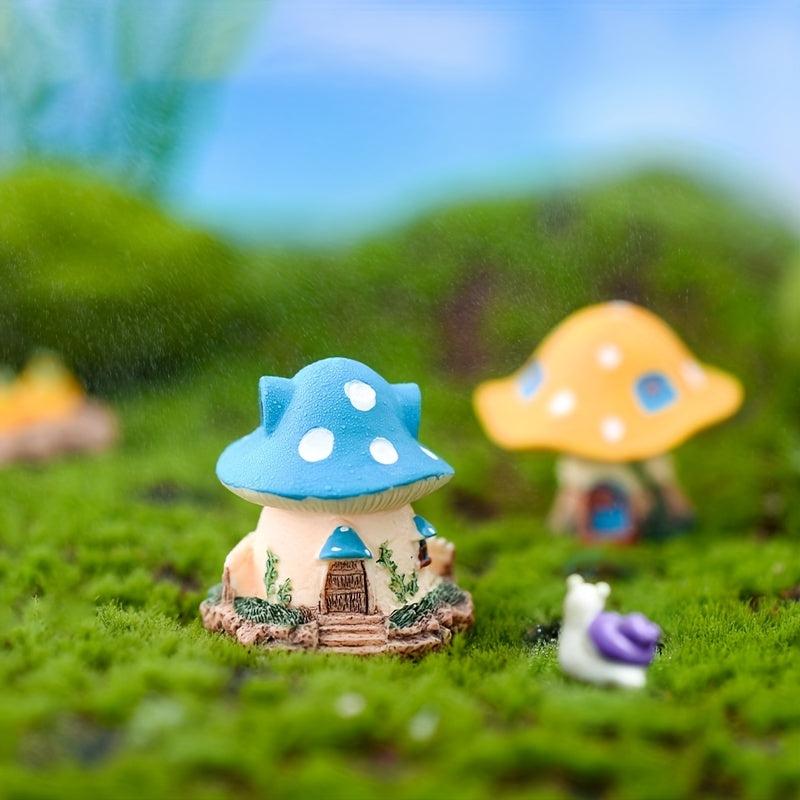 1pc Mini Mushroom House Figurine Micro Landscape Ornament DIY Fairy Garden Decor