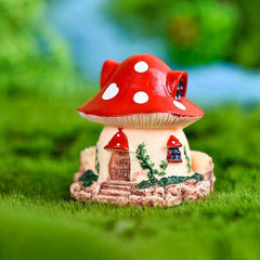 1pc Mini Mushroom House Figurine Micro Landscape Ornament DIY Fairy Garden Decor