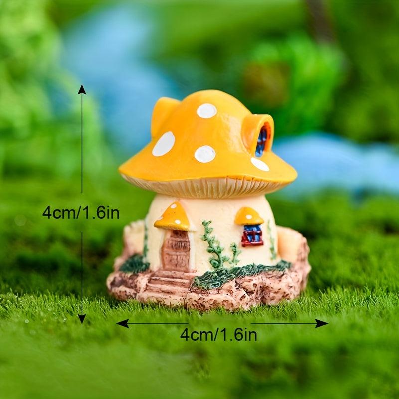 1pc Mini Mushroom House Figurine Micro Landscape Ornament DIY Fairy Garden Decor