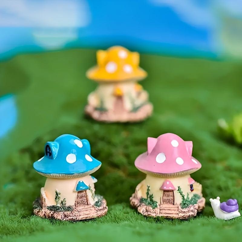 1pc Mini Mushroom House Figurine Micro Landscape Ornament DIY Fairy Garden Decor