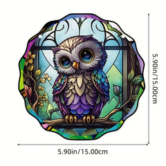 Plastic Owl Suncatcher Stained Glass Window Hanging Halloween Decor