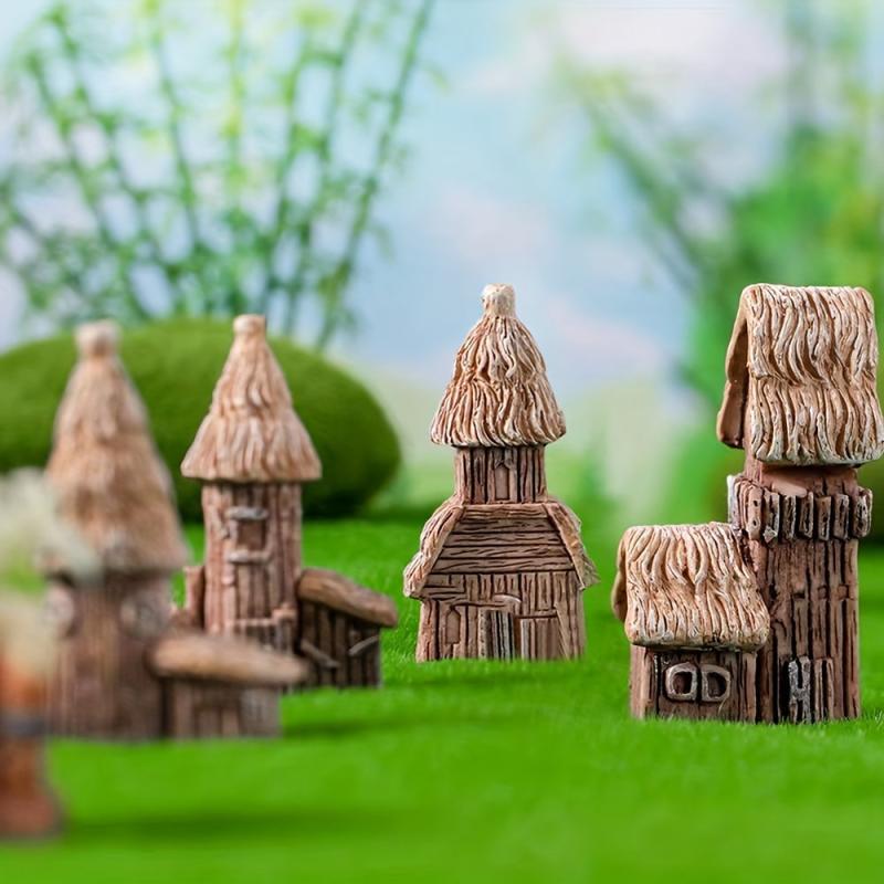 4pcs Mini Retro House Fairy Garden Decoration Kit DIY Supplies