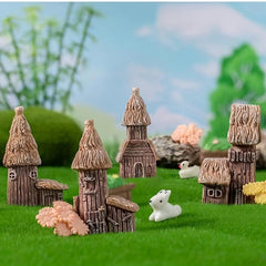 4pcs Mini Retro House Fairy Garden Decoration Kit DIY Supplies