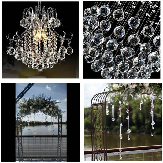 2pcs Clear Glass Crystal Ball Prism Pendants - Magical Home Decor