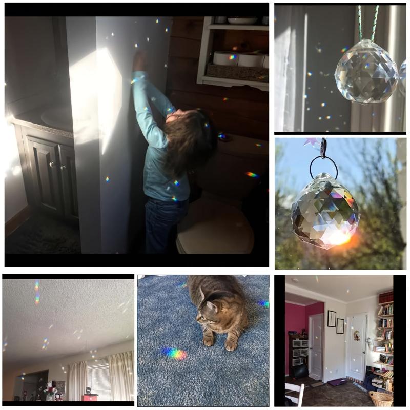 2pcs Clear Glass Crystal Ball Prism Pendants - Magical Home Decor