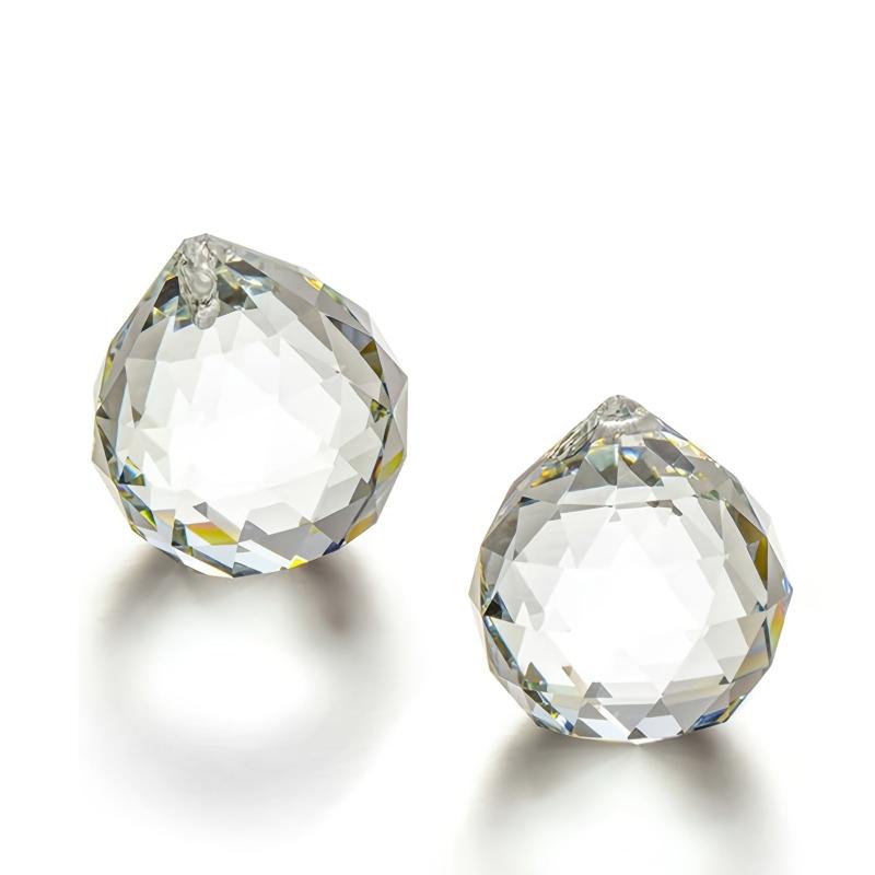2pcs Clear Glass Crystal Ball Prism Pendants - Magical Home Decor