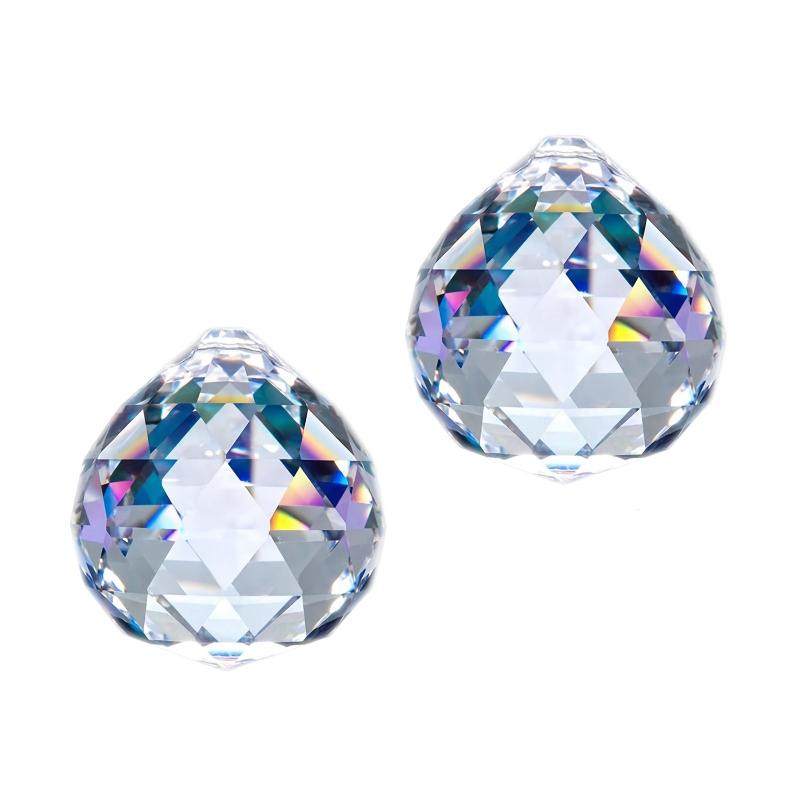 2pcs Clear Glass Crystal Ball Prism Pendants - Magical Home Decor