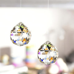 2pcs Clear Glass Crystal Ball Prism Pendants - Magical Home Decor