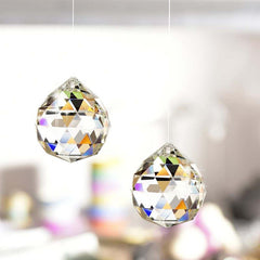 2pcs Clear Glass Crystal Ball Prism Pendants - Magical Home Decor