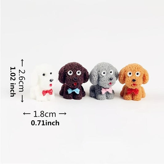 4 Mini Dog Figurines for Fairy Garden DIY Home Decoration