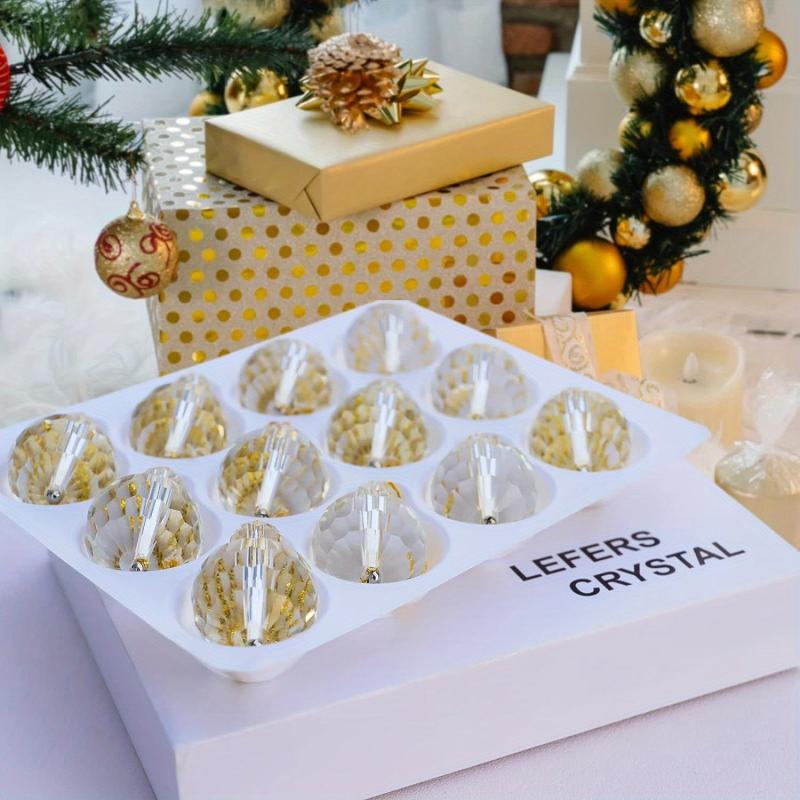 12pcs Mini Prism Ball Christmas Tree Decorations Hanging Crystal Suncatcher