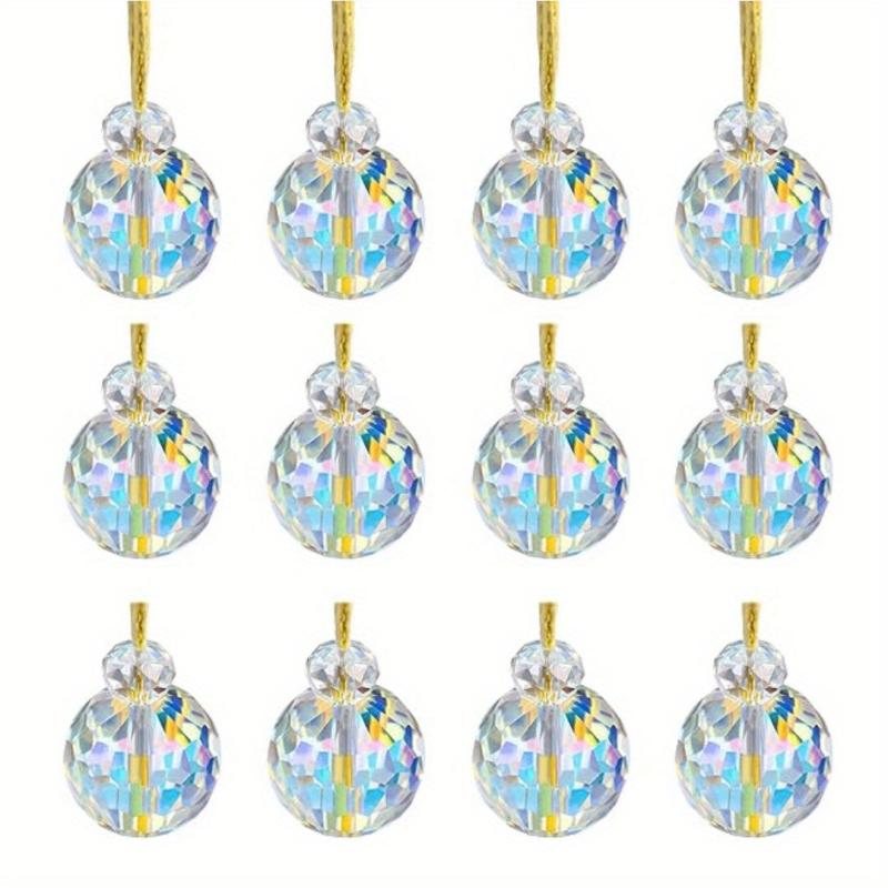 12pcs Mini Prism Ball Christmas Tree Decorations Hanging Crystal Suncatcher