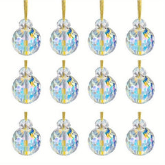 12pcs Mini Prism Ball Christmas Tree Decorations Hanging Crystal Suncatcher