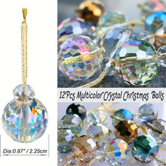 12pcs Mini Prism Ball Christmas Tree Decorations Hanging Crystal Suncatcher