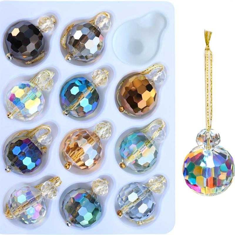12pcs Mini Prism Ball Christmas Tree Decorations Hanging Crystal Suncatcher
