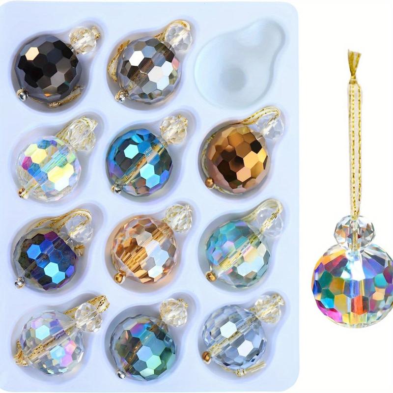 12pcs Mini Prism Ball Christmas Tree Decorations Hanging Crystal Suncatcher