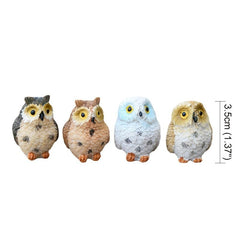 4pcs Resin Mini Owls Fairy Garden Figurines Micro Landscape Animals Supplies