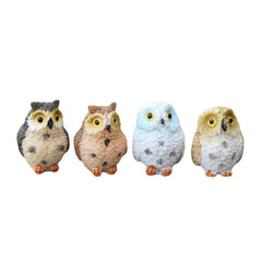 4pcs Resin Mini Owls Fairy Garden Figurines Micro Landscape Animals Supplies