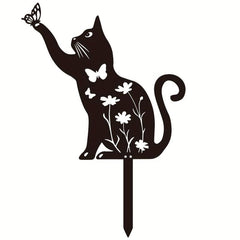 Metal Cat Garden Decor Silhouette Yard Lawn Outdoor Decorations