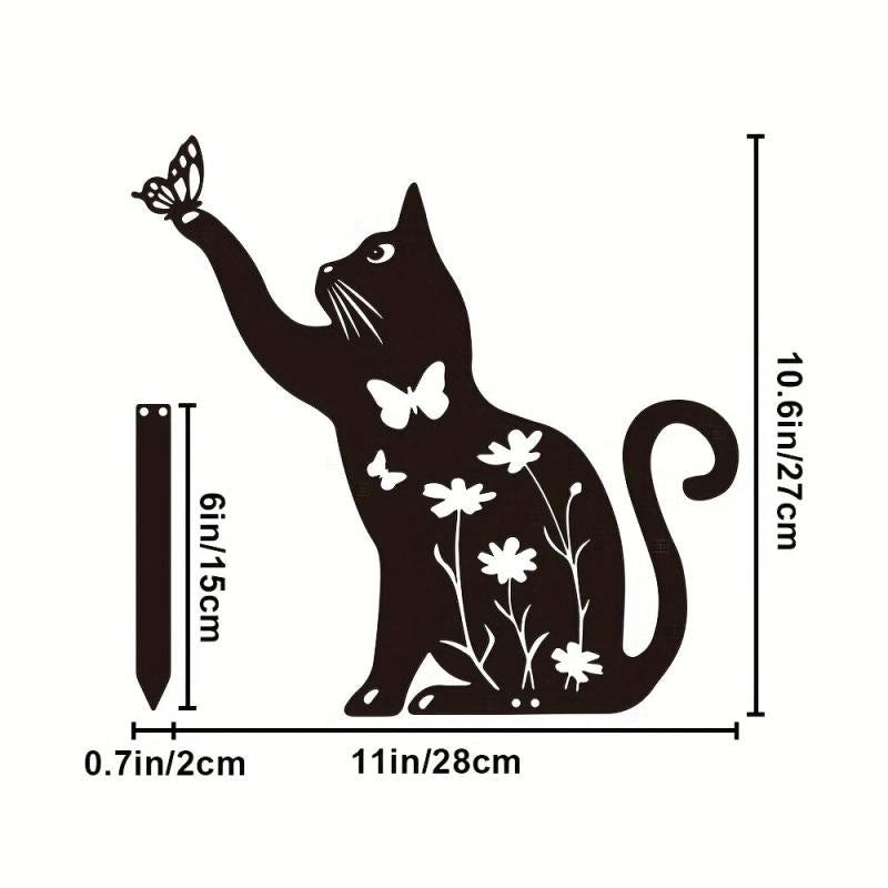 Metal Cat Garden Decor Silhouette Yard Lawn Outdoor Decorations