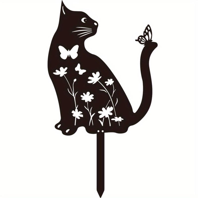 Metal Cat Garden Decor Silhouette Yard Lawn Outdoor Decorations