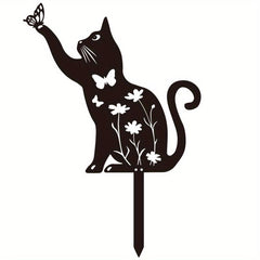 Metal Cat Garden Decor Silhouette Yard Lawn Outdoor Decorations