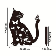 Metal Cat Garden Decor Silhouette Yard Lawn Outdoor Decorations