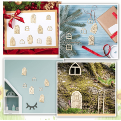 64pcs Wooden Fairy Doors DIY Craft Kit for Home Decor Weddings