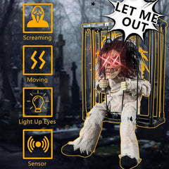Creepy Cage Ghost Movable Halloween Decor