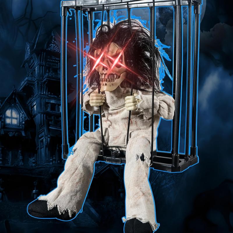 Creepy Cage Ghost Movable Halloween Decor